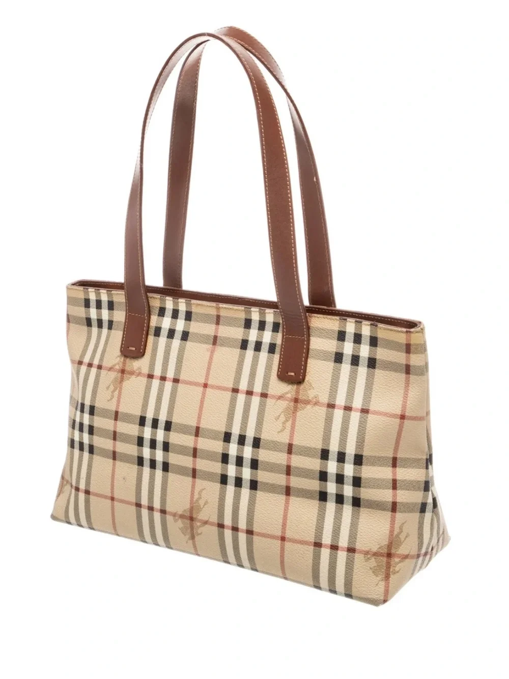 Burberry Haymarket Check Equestrian Knight Zip Tote Bag